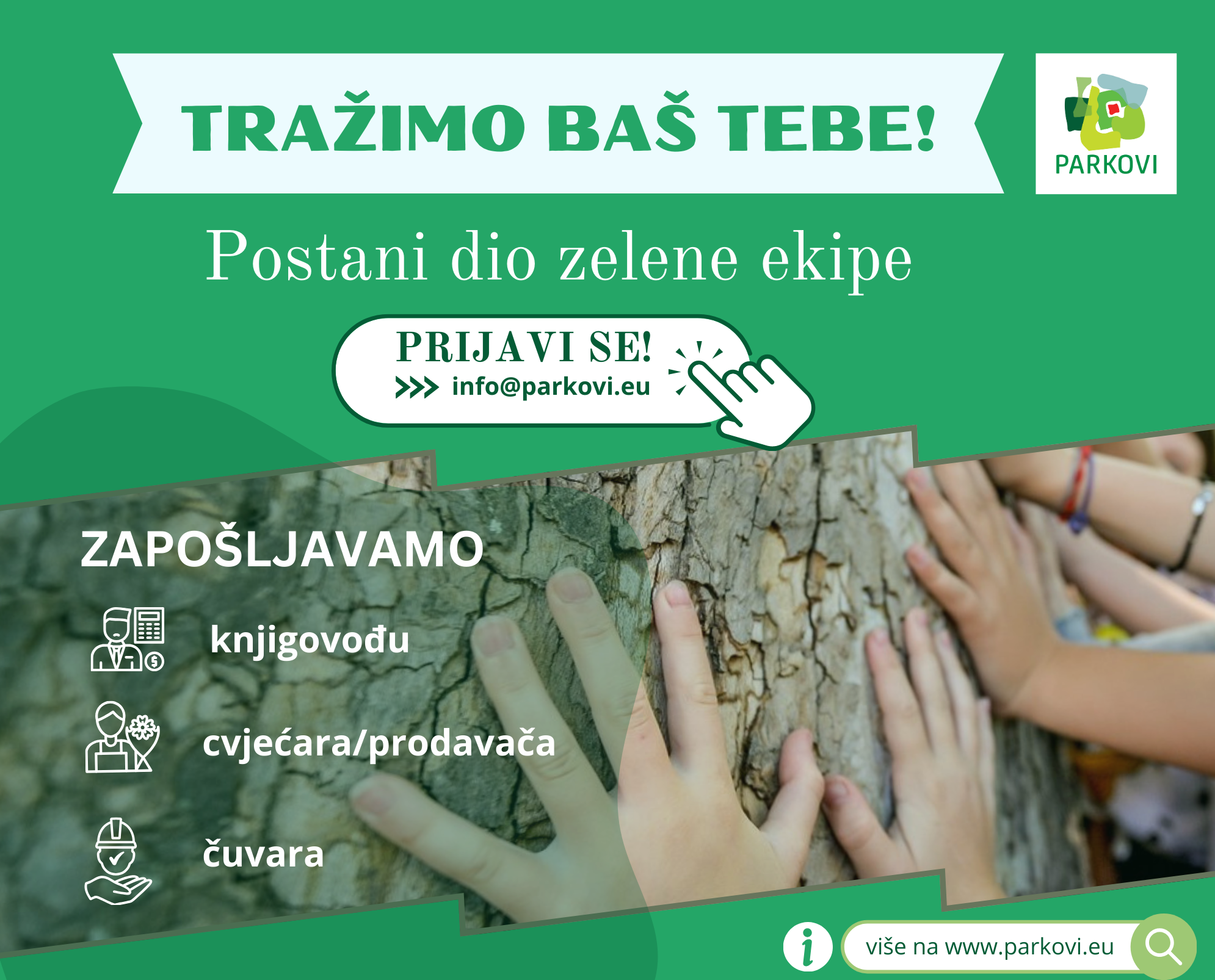 Parkovi zapošljavaju: prijavite se za radno mjesto knjigovođe, cvjećara/prodavača ili čuvara